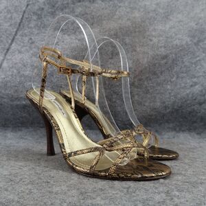 Via Spiga Shoes Womens 7 Pumps Strappy Heels Lace Print Leather Formal Going Out